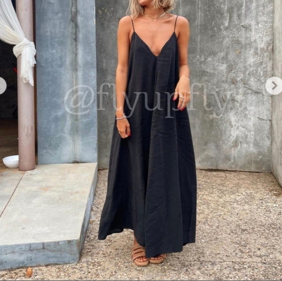 Zara * Oversized Flowy Boho Maxi Black Dress - Picture 2 of 6